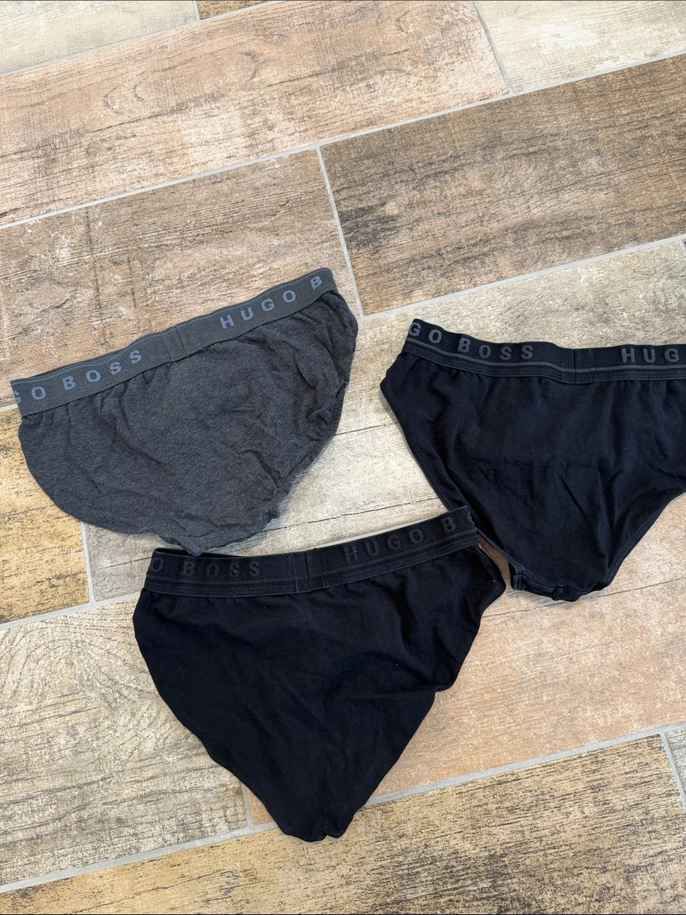 Hugo Boss Men's Briefs Triple Pack in Black & Charcoal Size Small S